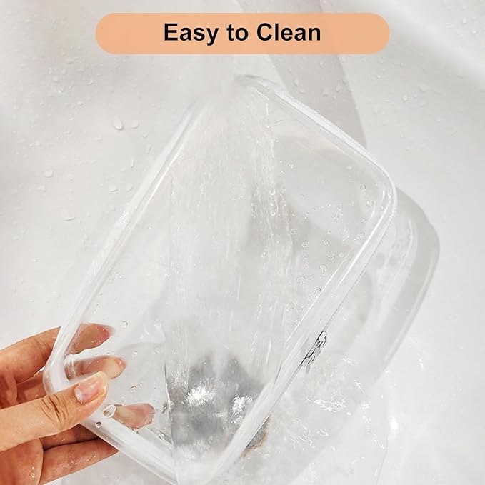 Calantre 3PCS Clear Hard Shell Zipper Case 13.8 * 11.8 * 2 IN (White)