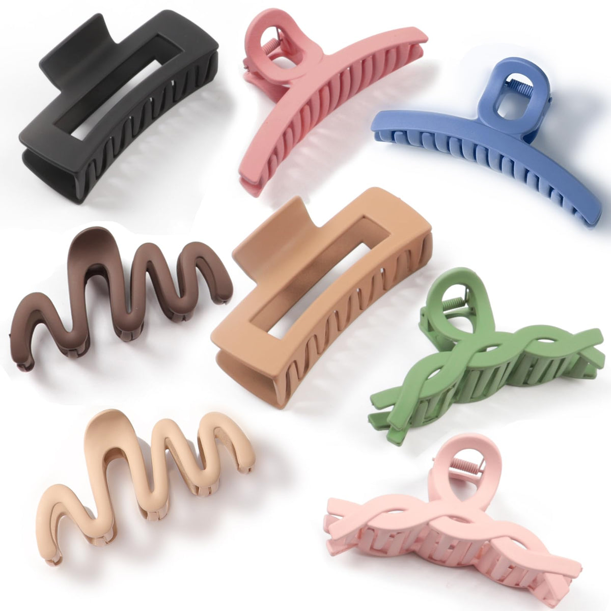 Matte Non-Slip Large Hair Clips for Women 8PCS (Neutral Colors)