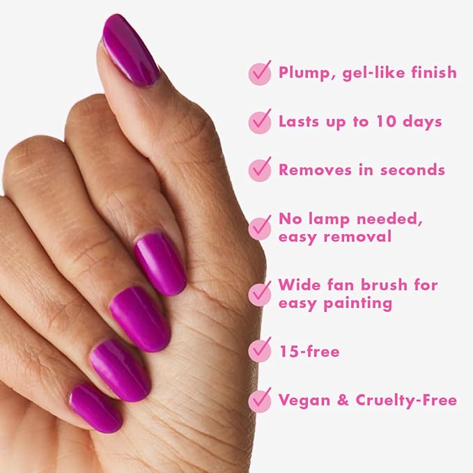Olive & June Long Lasting Nail Polish | Plump Gel-Like Finish No Lamp Needed | Lasts up to 10 days | Salon-Quality 15-Free Vegan & Cruelty-Free Chip-Resistant | Grape Soda Daring Purple