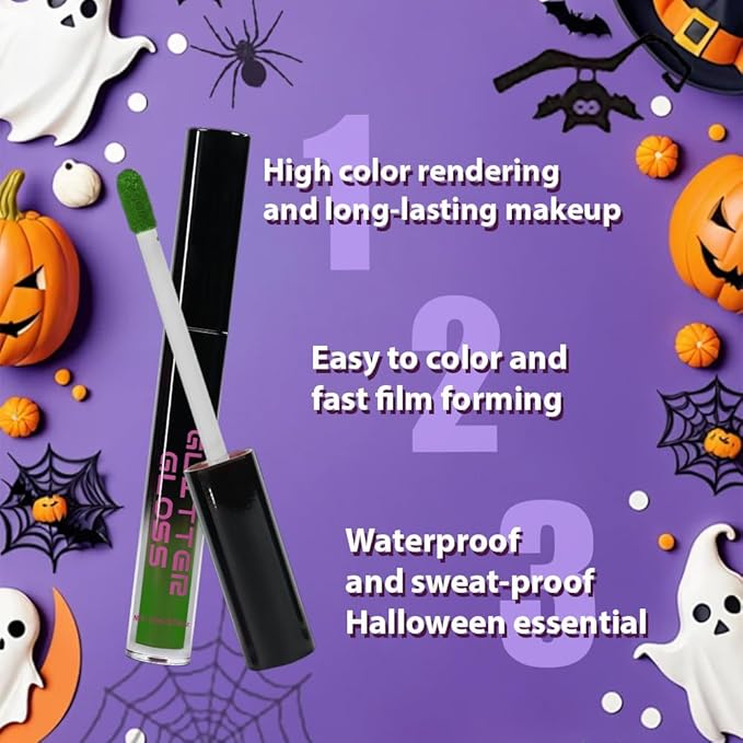 CAKAILA Green Metallic Lipstick for Women,Matte Sparkling Liquid Lipstick,Long Lasting Waterproof Lightweight Comfortable Non-Drying Bold Dark Lip Gloss for Gothic Stage Makeup,Cruelty Free