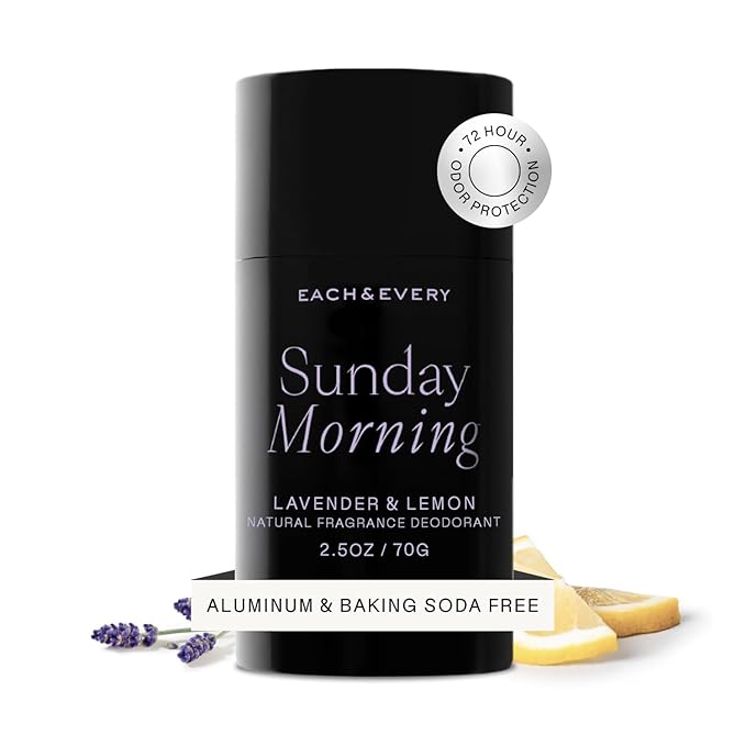 Each & Every Aluminum Free Deodorant for Women & Men - All Natural Deodorant for Sensitive Skin, EWG Verified - Clean, Baking Soda-Free, Plant-Based Fragrance, Lavender, 2.5oz