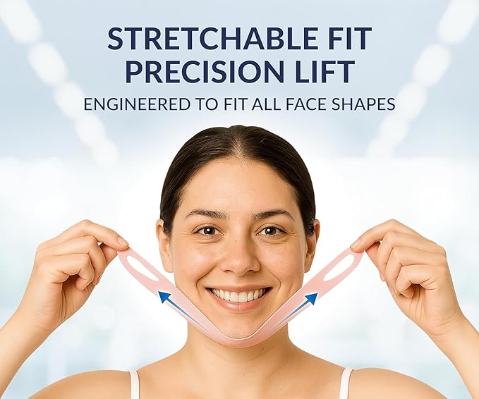 Stylia V Line Lifting Collagen Mask - Lift, Firm & Contour Jawline - Tightening Double Chin Strap with Hyaluronic Acid & Aloe - Neck Tightening and Lifting Mask - Jawline Shaper Face Lift Tape (5PC)