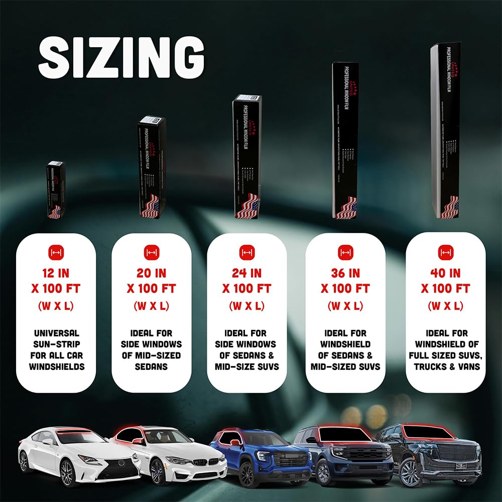 United 42% VLT Professional Window Tint Film - 20" x100' Upgraded 1 Mil Dyed PET Film - 99% UV Block Privacy Car Window Tint for Truck, Home - Heat & Glare Control