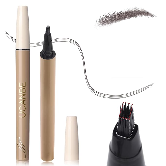 UCANBEMAKEUP Microblading Brow-Fection Brow Eyebrow Pencil – Angled Brush Tip, Wild Natural Hair-Like Strokes, Patented Design, Long-Lasting & Smudge-Proof, for Beginners & Pros(03 Soft Black）