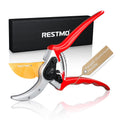 RESTMO Pruning Shears, 8.6 Inch, Titanium Blade, Bypass, Red
