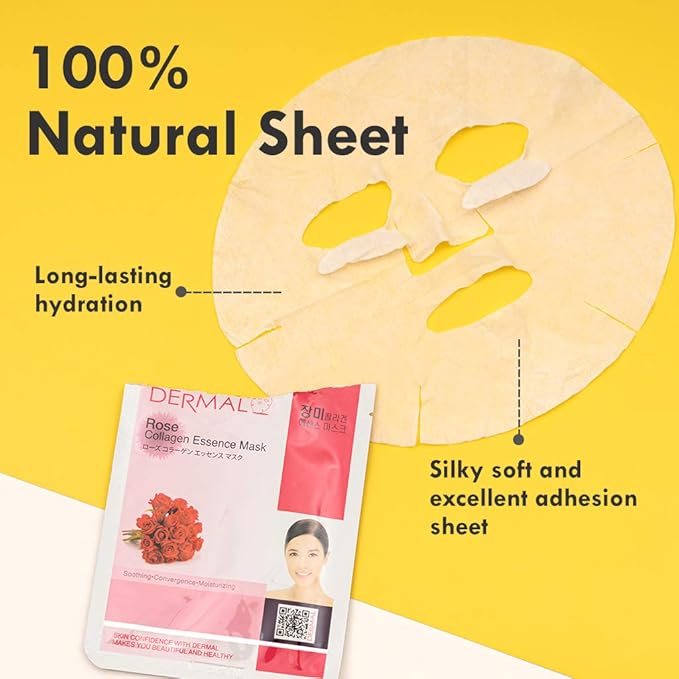 DERMAL 16 Collagen Korean Essence Sheet Mask Variety Pack, B Set