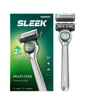 DORCO SLEEK 6 Blade Razor for Men with Multi-Flex Technology for a Smooth & Comfortable Shave | Cartridge Razor for Men, Razor Handle + 2 Cartridges