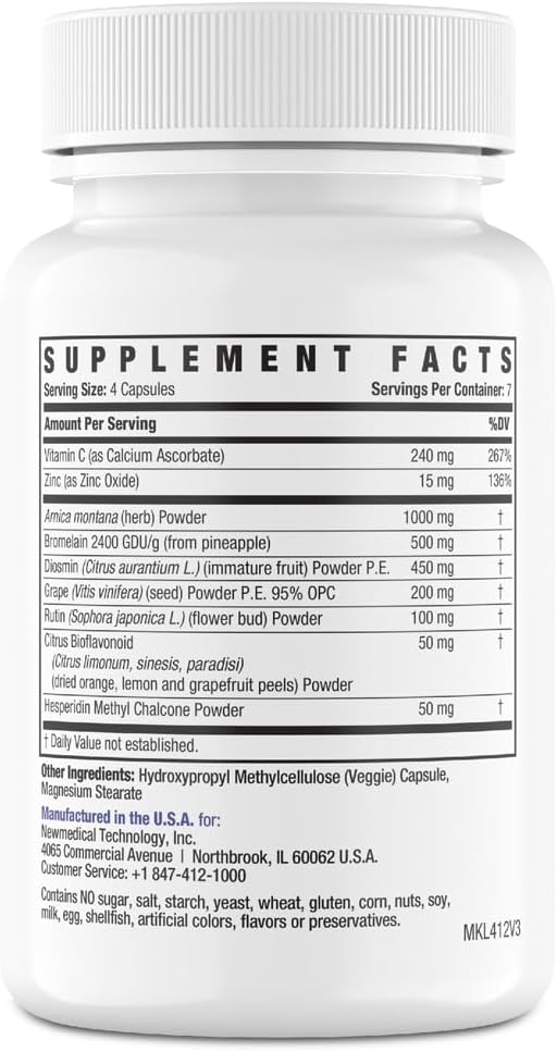BruiseMD Bromelain 500 mg, Zinc & Vitamin C for Bruises & Swelling, 7-Day