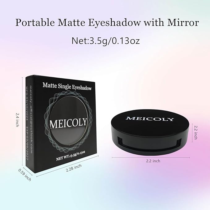 MEICOLY Brown Single Eyeshadow with Mirror,Matte Coffee Eye Shadow for Halloween Makeup,Pressed Powder Eyeshadow,Matte Shade Eyelid Color Eye Makeup for Women,High Pigment,Long Wear,Waterproof