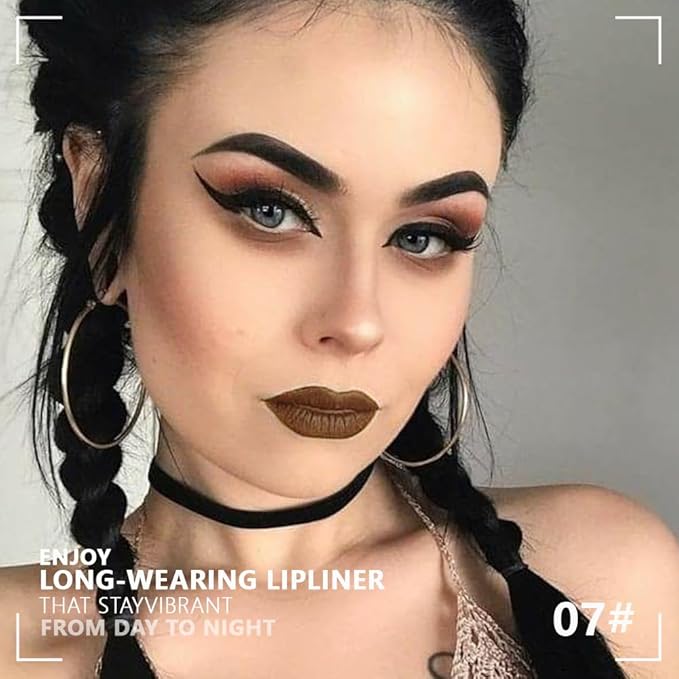FeiCuiYun Matte Calligraphy Liquid Lip Liner Lipstick Pencil, Dark Coffee Long-Lasting Transfer-Proof Lip Stain, Lightweight Lipstick, Sheer Buildable Color, Fades to a Natural Wash of Colors