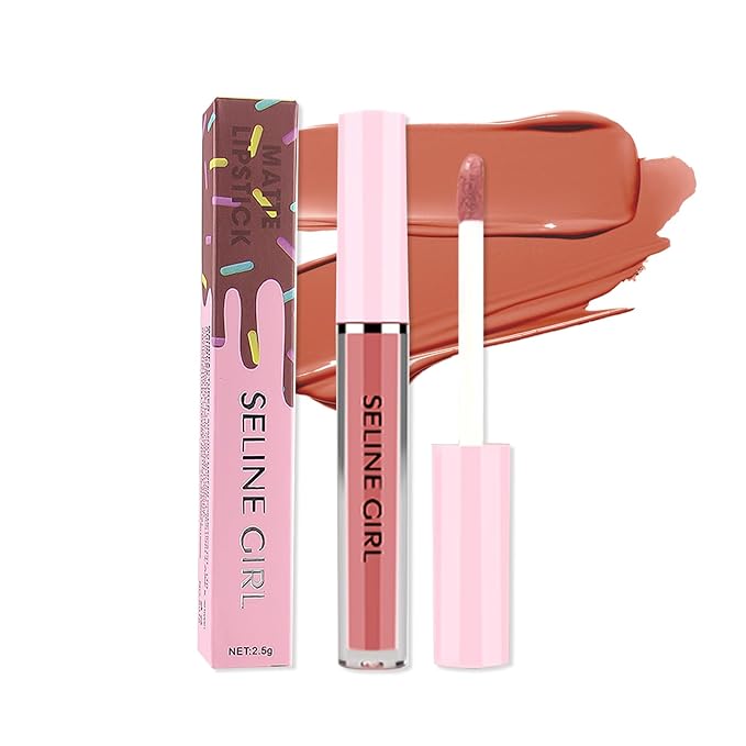 Eshioh Matte Lip Gloss, Lip Gloss Silky Smooth Finish, Lipgloss Makeup Colorful and Creamy Texture, Lipstick for Every Occasion, Lip Oil Moisturizing and Hydrated #02