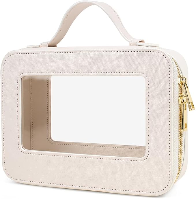FFpaw Clear Makeup Bag, TSA Approved Toiletry Bag Travel Makeup Case Clear Cosmetic Travel Bag Small Makeup Pouch Organizer Waterproof Portable Car Essentials for Women