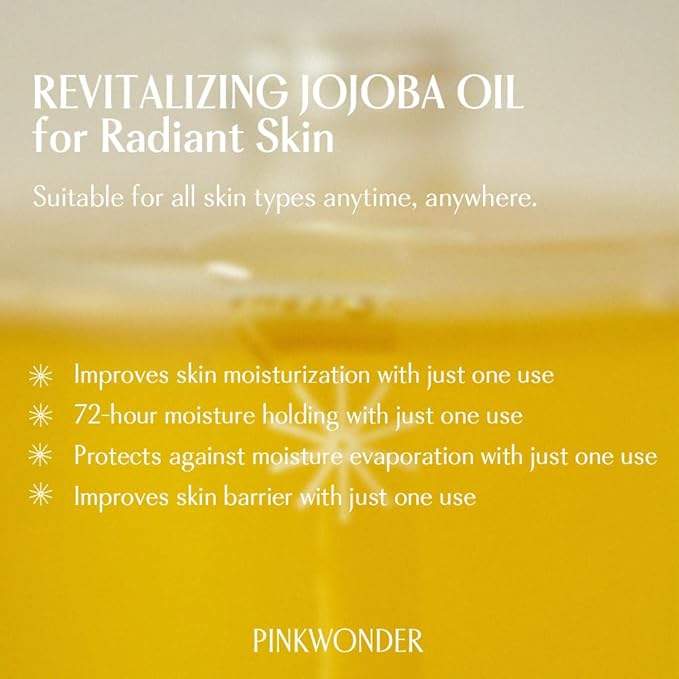 PINKWONDER Organic Jojoba Oil, Non-Greasy for Dry & Sensitive Skin 0.33oz