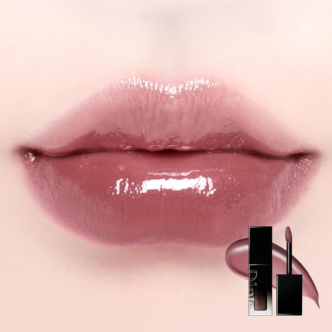 DINTO Blur-Glowy Lip Tint (214 Venia) – Dewy Finish Glowy Korean Lip Tint, Long Lasting All Day Stain, Deep Muted Mauve, Vegan & Cruelty-Free, 0.11 fl oz