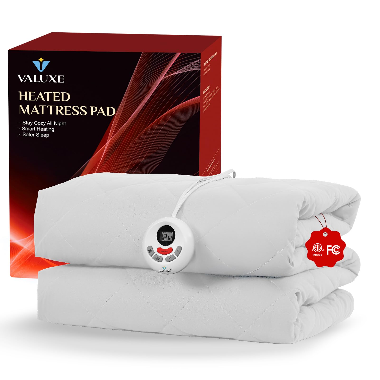 Heated Mattress Pad Twin Size Quilted Heating Electric Bed Warmer Luxury Comfort Heat Mattress Pad Cover Single Controller（12 Heat Setting | 1-12 Hours Auto Shut Off | with 8-21 Inch Deep Pocket）