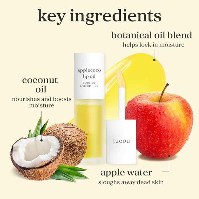 NOONI Korean Lip Oil - Applecoco - Plumping & Hydrating Tinted Lip Gloss