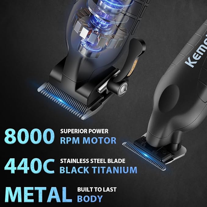 KEMEI KM-2293 3-Piece Cordless Barber Kit with Foil Shaver, Black
