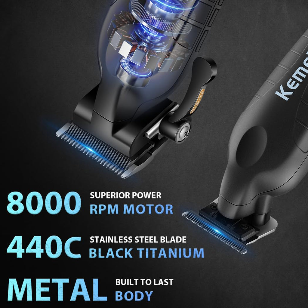 KEMEI KM-2293 3-Piece Cordless Barber Kit with Foil Shaver, Gold