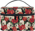 MNSRUU Skull Goth Makeup Bag, Gothic Skull and Flower Travel Makeup Organizer Bags Toiletry Bag Box Travel Cosmetic Bag Make Up Train Case for Women Teen Girl Ladies