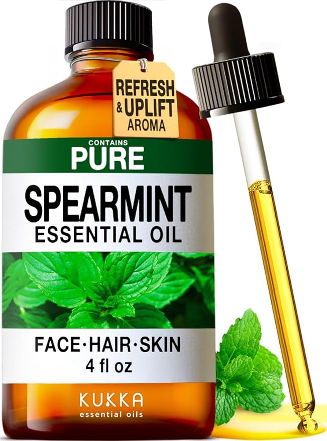 100% Pure Spearmint Oil - 4 Fl Oz Spearmint Essential Oil for Hair, Skin, Diffuser, Aromatherapy & DIY Soap Making Scent