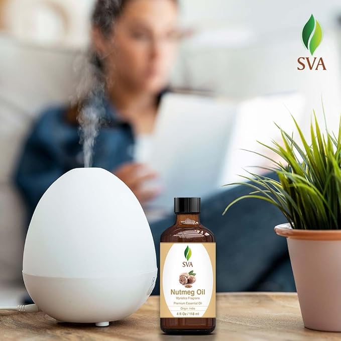 SVA Nutmeg Essential Oil, Glass Bottle with Dropper, 4 Fl Oz (118 ml)