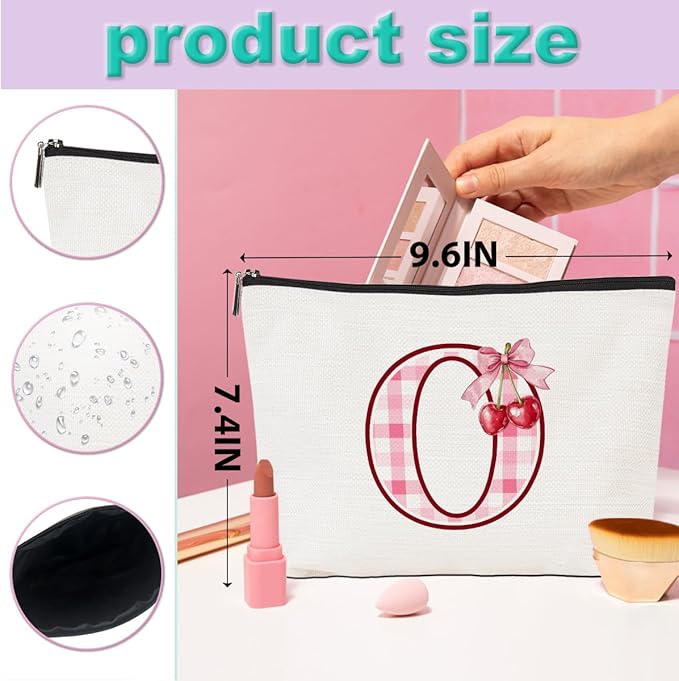 CQM Cherry Bag Initial O Makeup Bag Cherry Gifts for Women Cosmetic Bags