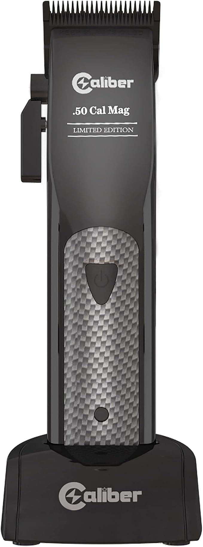 Caliber Pro -.50 Cal Limited Edition Clipper - Long Lasting 8+ Hours of Power - Ultra Low Noise Technology - Rechargeable Powerful Battery - Easy Zero Gap Cut - Hair Grooming Tool for Men (Black)