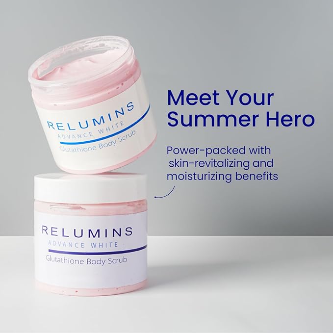 Relumins Premium Summer Body Scrub with Glutathione, Rosehip & Sea Salt – Hydrating Exfoliating Scrub for Smooth, Radiant Skin Routine – Glowing Summer Skin with Gentle Moisturizing Formula – 400ml
