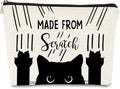 BARPERY Cat Made From Scratch Funny Kitty Kitten Paw Makeup bag,Cosmetic Bag Zipper Travel Toiletry Bag Best Gift Idea for Cat Lovers Teen Girls,Cat Owners Gifts,Birthday Christmas's Gift