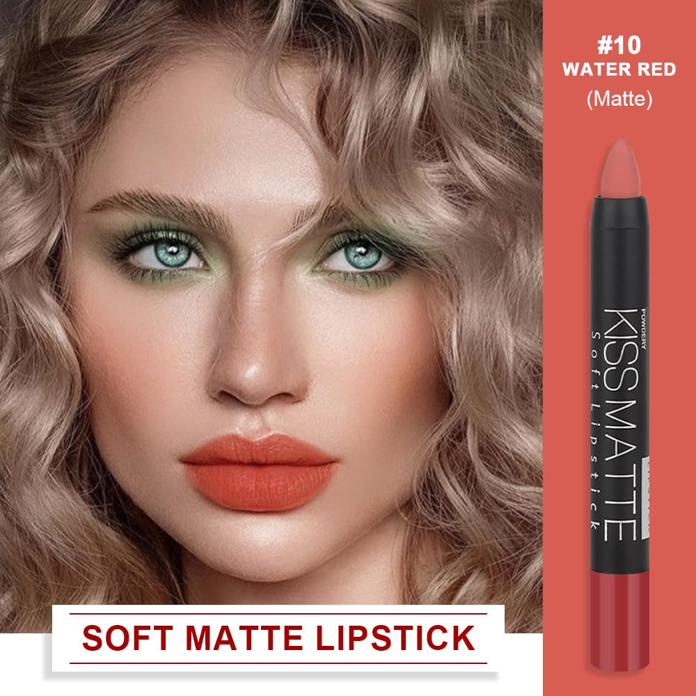 evpct 1Pcs Ruby Red Matte Lipstick and Lip Crayon Liner Pencil Pen Set for Women Lip Stain Long Lasting Waterproof labiales mate magicos 24 horas originales pintalabios permanente 24 horas 10