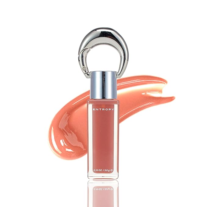 ENTROPY Makeup Glossy Lip Tint – Juicy Glow Line/Non-Sticky Hydrating Lip Gloss Tint, High Shine Finish, Buildable Sheer Color, Lip & Cheek Makeup - Water Rose Charm (Neutral Rosy Pink)