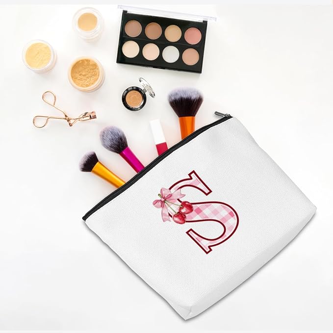 CQM Cherry Bag Initial S Makeup Bag Cherry Gifts for Women Cosmetic Bags