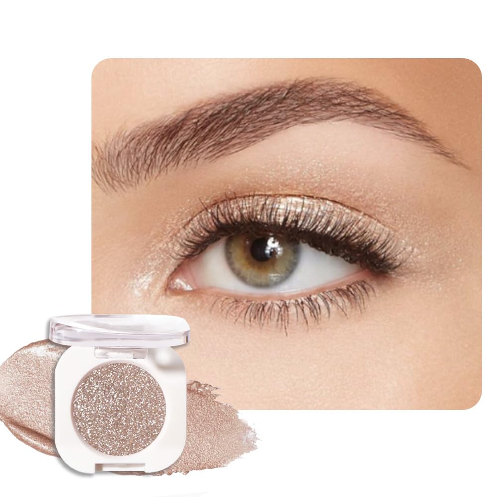 CAKAILA Single Nude Gold Brown Shimmer Eyeshadow,Bright Intense Monochrome Eye Shadow,Apply Makeup Easily,Glitter Pressed Powder Single Eyeshadow,24 Hour Eye Makeup Longwear Waterproof
