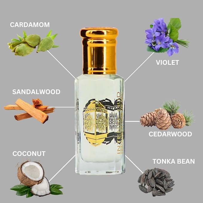 INTENSE OUD Khashab Al Sandal Long Lasting Arabian Perfume Oils for Women 12ML (0.40 OZ) Fragrance Oil with Cardamom, & Coconut Notes - Concentrated Perfume Oil & Valentines Day Gift With Black Box