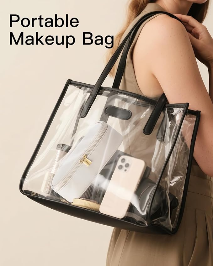VLANDO Makeup Travel Bag with Separate Brush Storage,White