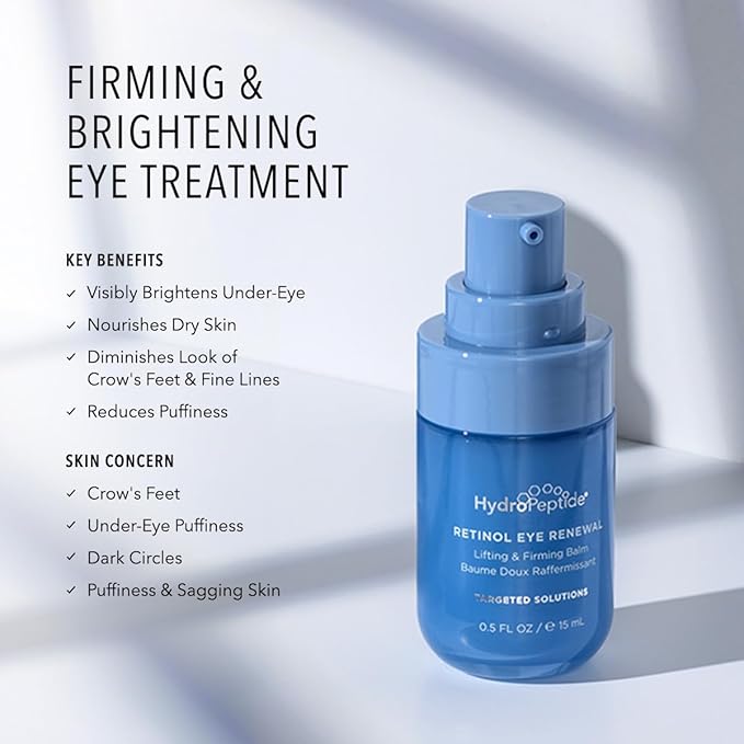 HydroPeptide: Retinol Eye Renewal Lifting & Firming Eye Balm with 0.65% Universal Tri-Retinol Complex Peptide Solution, 0.5 Ounce
