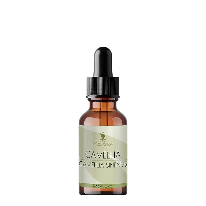 OPO Japanese Camellia Seed Oil - 1 oz Glass & Dropper Cold Pressed, Unrefined, Extra Virgin, Perfect for Body, Skin, Hair, Face, Nails