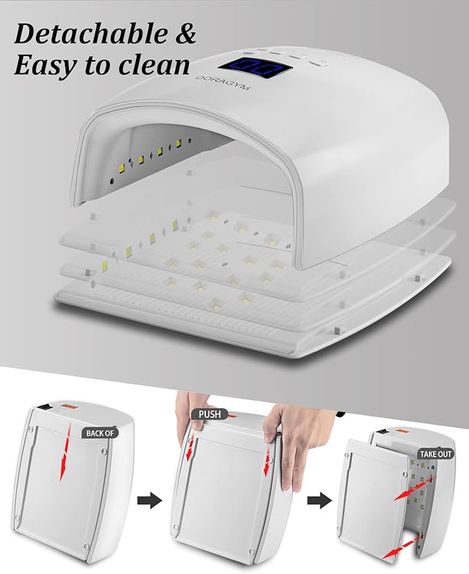 DORAGYM UV LED Nail Lamp, Cordless Gel Polish Dryer for Professional Gel Manicures - White