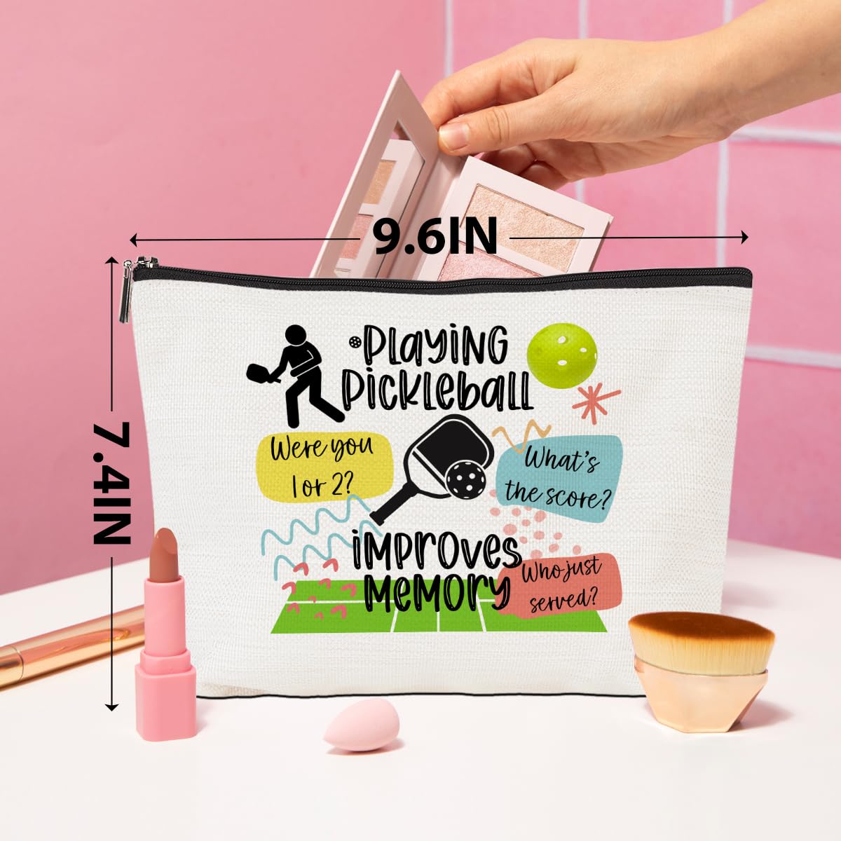 CQM Pickleball Gifts Funny Makeup Bag Pickleball Accessories Cosmetic Bag Pickleball Zipper Pouch Pickleball Lover Gifts for Women Lovers Player Coaches Grandma Mom Christmas Birthday Gifts