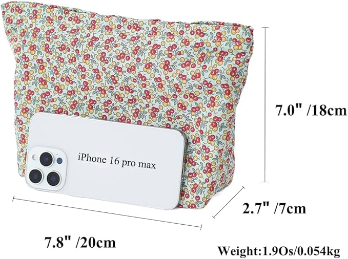 BBORGDC Large Capacity Cotton Printed Makeup Bag - Travel Cosmetic Pouch & Toiletry Organizer with Zipper, Perfect for Daily Use or as a Gift