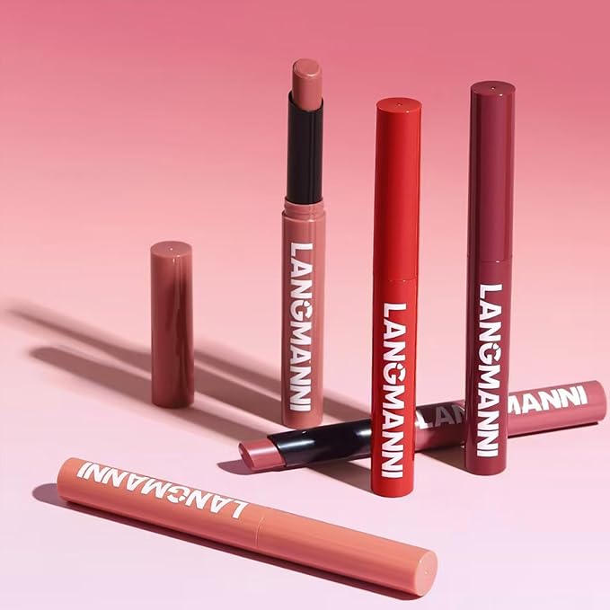 TWLBXMG Matte Lipstick Single, Long Lasting Waterproof Velvet Lipsticks, High Pigment Non-Stick Cup Not Fade Lipstick for Women，Quick Makeup Lightweight Portable 4#