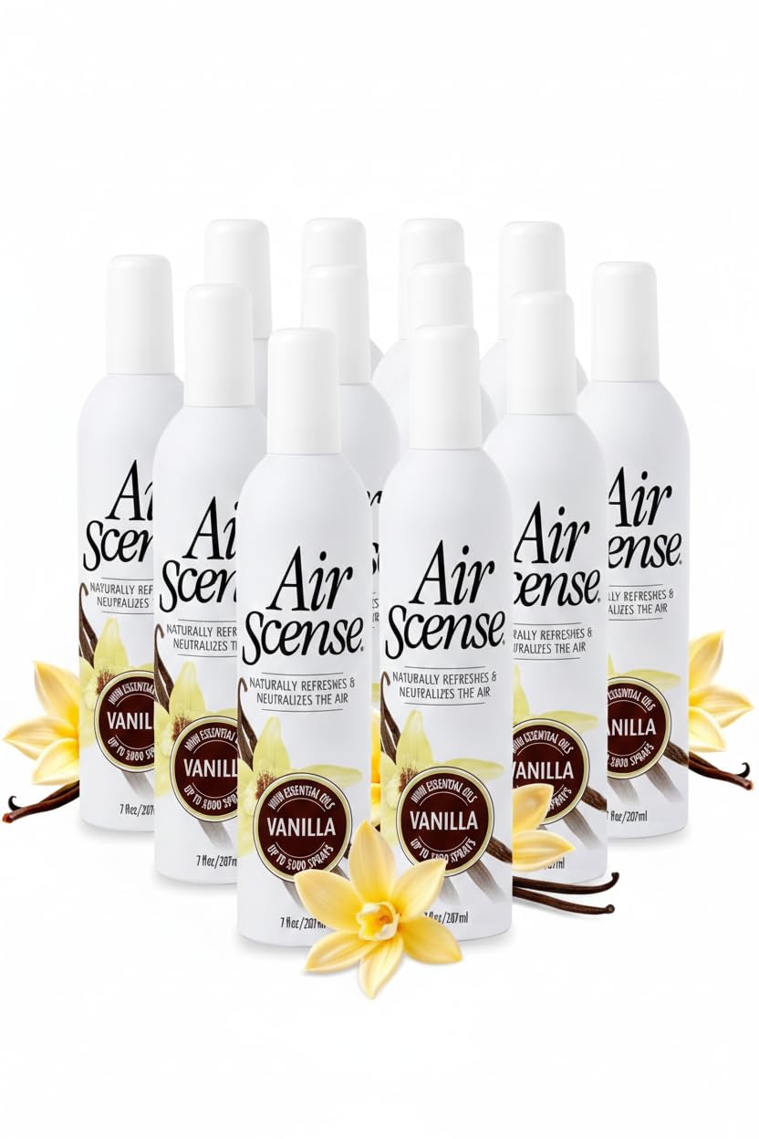 Air Scense Vanilla Natural Air Freshener, Room Spray, 12 Pack