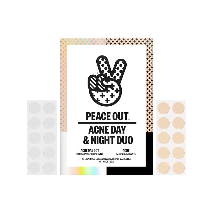 PEACE OUT Acne Day & Night Duo Hydrocolloid Pimple Patches (20 count)