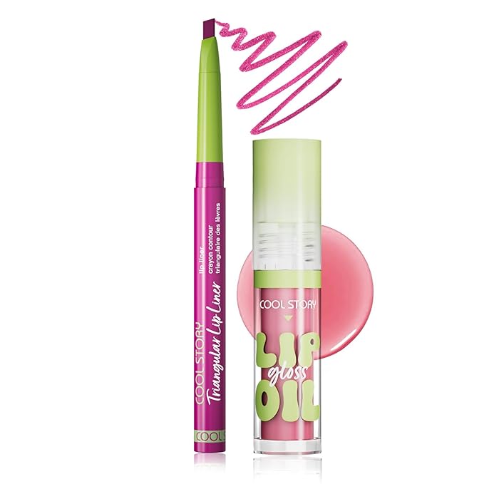 KIMIEYE Nourishing Lip Gloss with Matte Finish Lip Liner Combo Set, Clear Nude Pink Brown Long Lasting Hydrating Lip Glow Oil, High Pigmented Lightweight Lipstick Makeup for Women, #3 ROSE