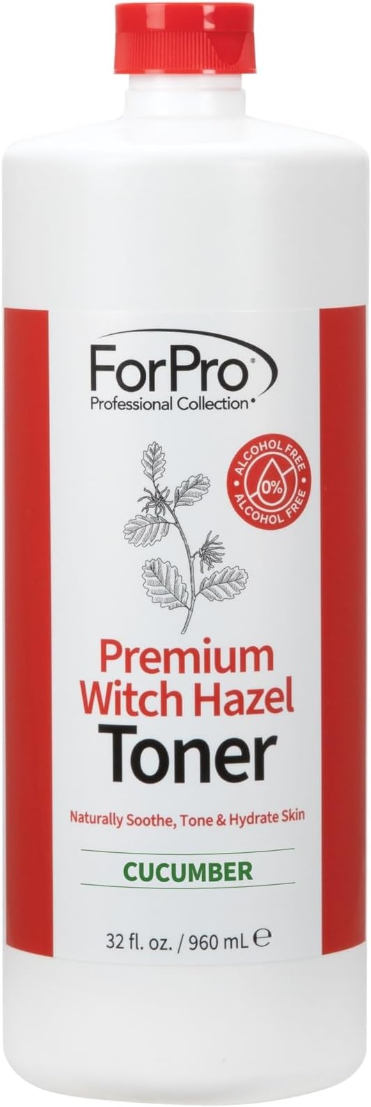 ForPro Witch Hazel Facial Toner, 32 Fl Oz – Cucumber Scent, Alcohol-Free with Aloe Vera & Glycerin, Pore Minimizing Hydrating Astringent for Sensitive Skin, Vegan & Cruelty-Free