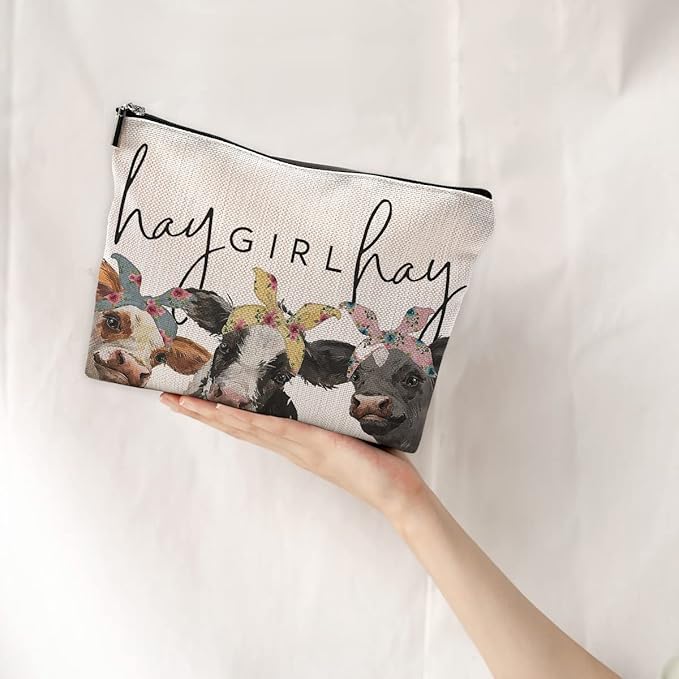NEGIGA Cow Gifts,Western Makeup Bag,Cow Makeup Bag,Cow Print Stuff,Makeup Bags For Women