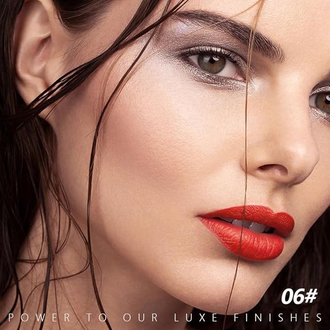 IATMOMOD Orange Red Cream Matte Lipstick Stick 06#, Longwear Full Coverage Velvet Lip Color, Waterproof Multi-Use Lip & Cheek Makeup for Party & Daily Wear, Labial con color mate para uso diario