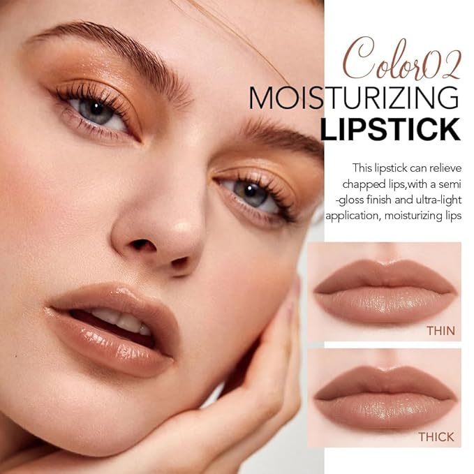 HHLTOH 2Pcs Tinted Lip Balm Moisturizing Lipstick – Waterproof Hydrating Matte Lip Balm for Women,Creamy Natural Color Stain for Dry Lips,Soft Matte Finish (2# Cinnamon Nude Brown & 6# Vivid Rose Red)