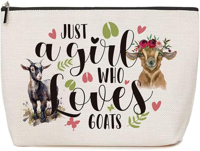 Lovdazzles Goat Makeup Bag Funny Animal Cosmetic Bag Goat Gifts for Girls