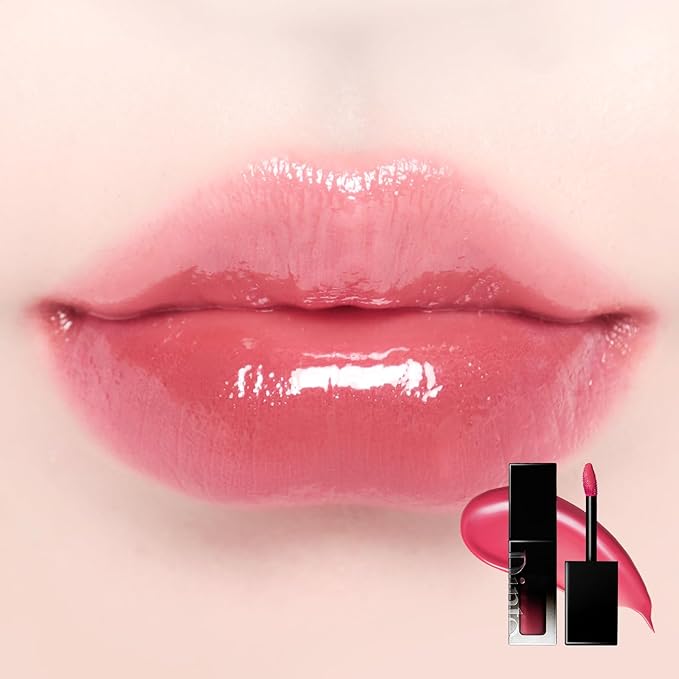 DINTO Blur-Glowy Lip Tint - Glossy Finish, Hydrating, Long Lasting, Lightweight Texture, Non-Sticky, Vegan & Cruelty-Free, K beauty (215 Munia, 0.11 fl.oz) (30 colors)